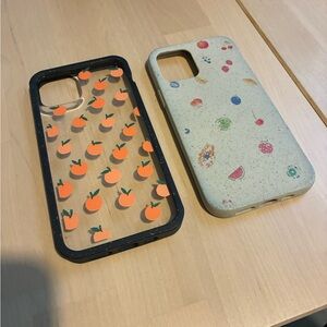Orange Fruit Pattern Phone Case Duo - Black and Cream